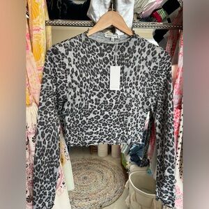 ANTISTAR Gray Leopard Print Women's Top